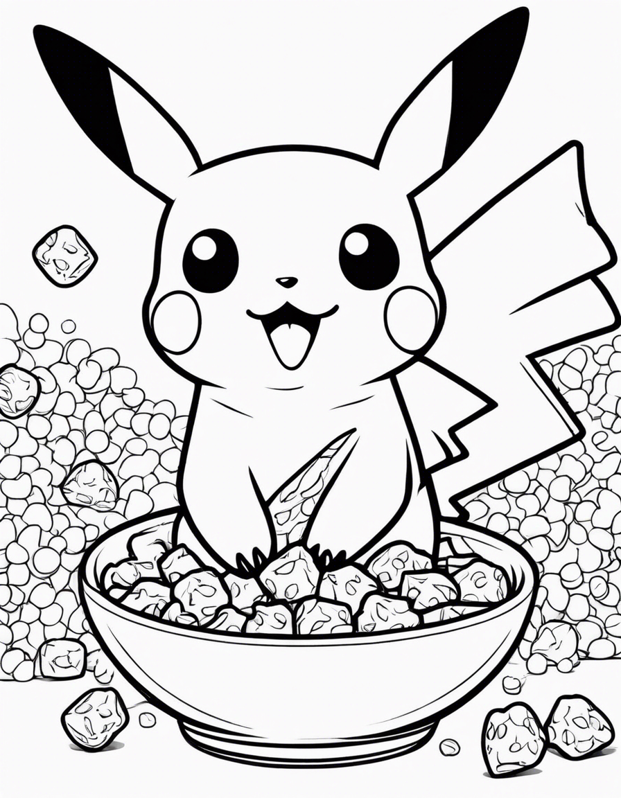 pikachu eating cereal